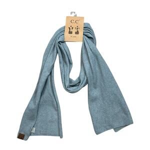 C.C Knit Wool Cashmere Scarf NWT OS Steel Blue Lightweight Outerwear Timeless
